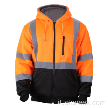 Felpe in pile foderata Mens Work Reflective Safety Giacca